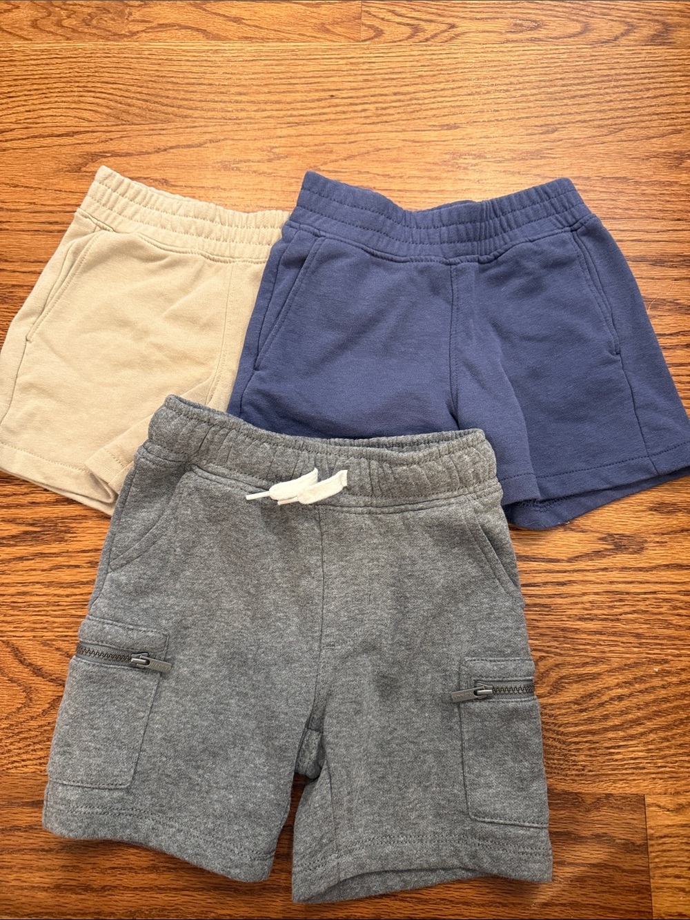 Toddler 2T 3-Pack Casual Knit Shorts — Gray, Navy & Tan
